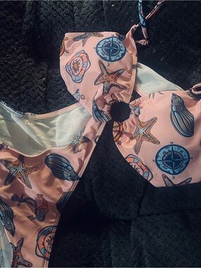 Pink Seashell & Starfish Women's Bikini Top